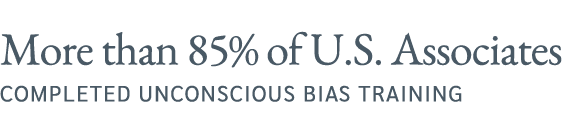 More than 85% of U.S. Associates COMPLETED UNCONSCIOUS BIAS TRAINING